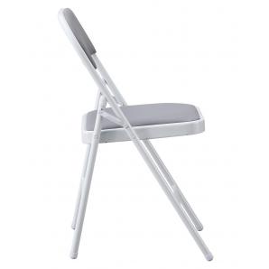 6 Sillas smart, plegable, metal, epoxi blanco, vinilo gris claro - 6 unidades