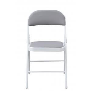 6 Sillas smart, plegable, metal, epoxi blanco, vinilo gris claro - 6 unidades