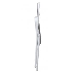 6 Sillas smart, plegable, metal, epoxi blanco, vinilo gris claro - 6 unidades