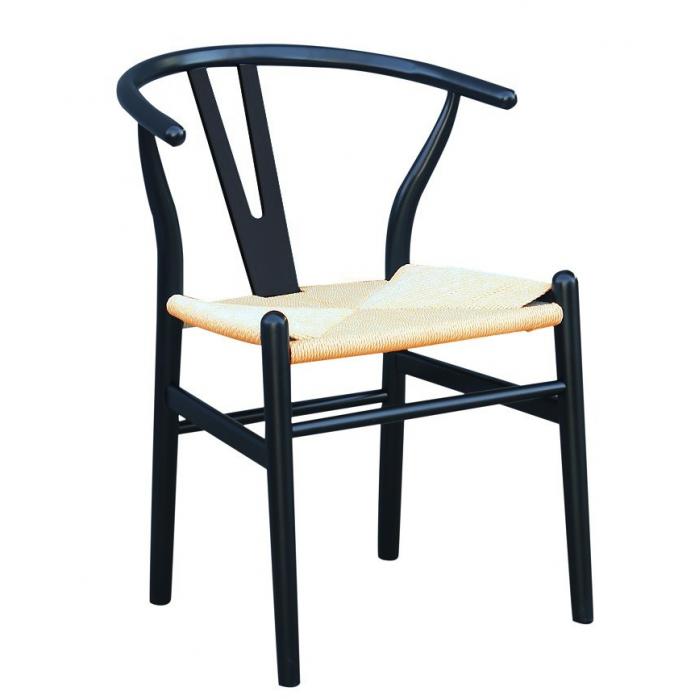 2 Sillas wish, madera de haya, negro, fibra trenzada - 2 unidades