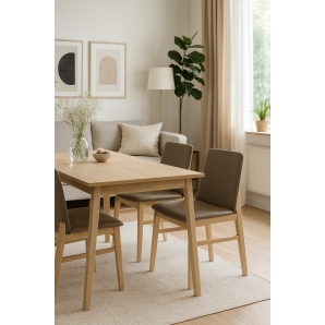 2 Sillas alpes, madera de haya, natural, similpiel marrón - 2 unidades