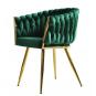 2 Sillones king, metal dorado, tapizado velvet verde oscuro - 2 unidades