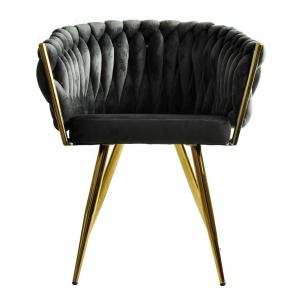 2 Sillones king, metal dorado, tapizado velvet gris oscuro - 2 unidades