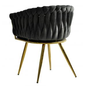 2 Sillones king, metal dorado, tapizado velvet gris oscuro - 2 unidades