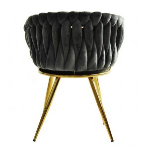 2 Sillones king, metal dorado, tapizado velvet gris oscuro - 2 unidades