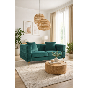 Sofá larios, 2 plazas, tejido velvet verde oscuro 42