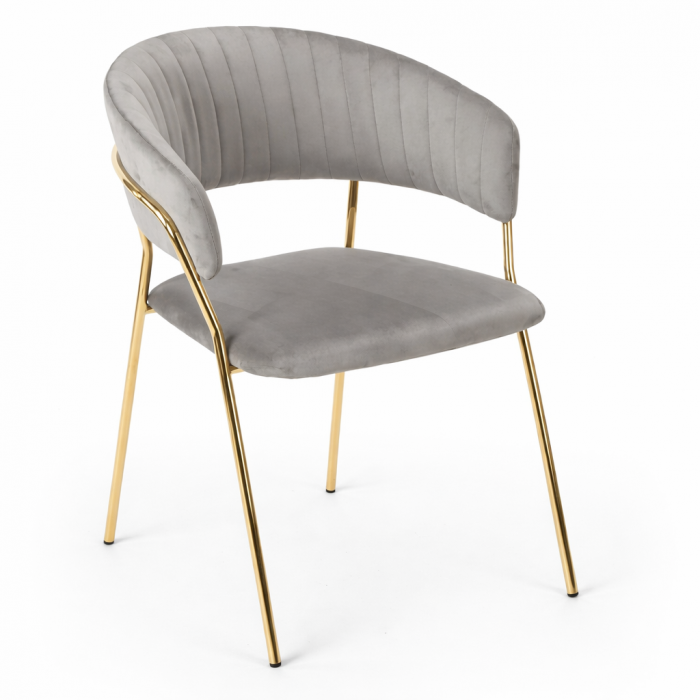 2 Sillones kefrén new, metal, cromado dorado, tapizado velvet gris - 2 unidades