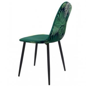 4 Sillas horus new, metal, tapizado velvet verde con trasera floral a juego - 4 unidades