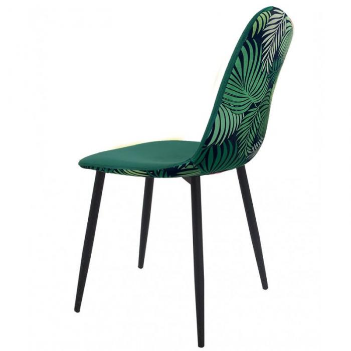 4 Sillas horus new, metal, tapizado velvet verde con trasera floral a juego - 4 unidades
