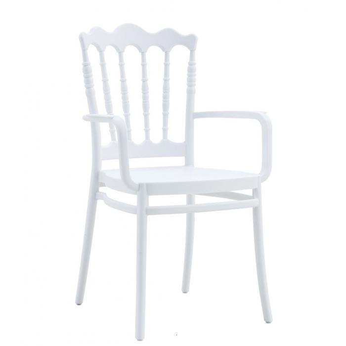 4 Sillones wedding, apilable, polipropileno blanco - 4 unidades