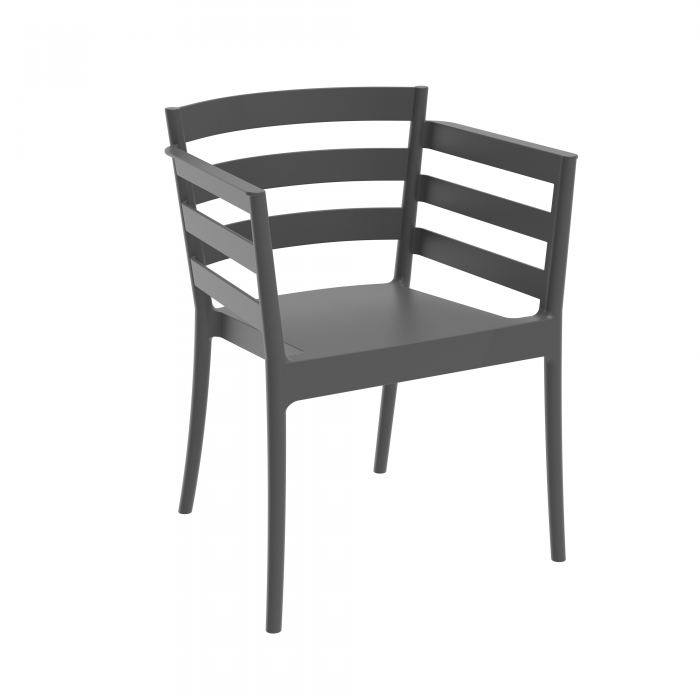 4 Sillones salerno, apilable, polipropileno antracita - 4 unidades