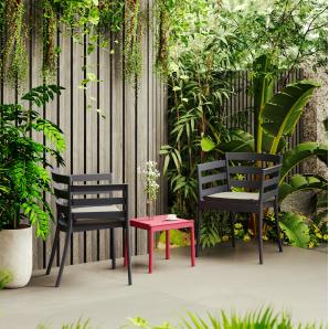 4 Sillones salerno, apilable, polipropileno antracita - 4 unidades