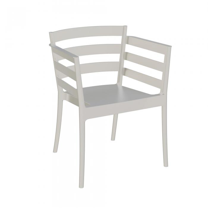 4 Sillones salerno, apilable, polipropileno gris pálido - 4 unidades