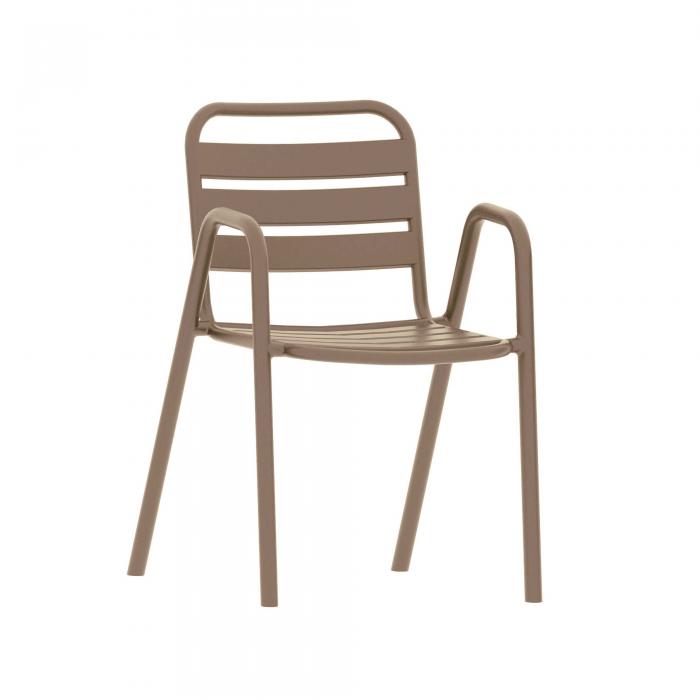 4 Sillones tropicana, apilable, polipropileno marrón light - 4 unidades