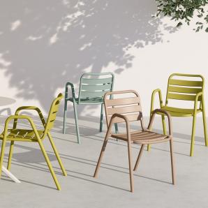 4 Sillones tropicana, apilable, polipropileno marrón light - 4 unidades