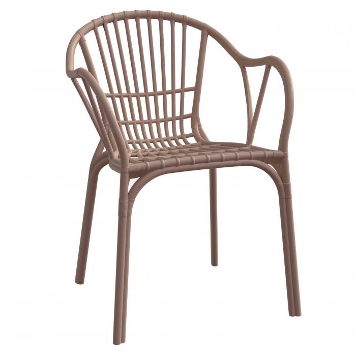 4 Sillones amalfi, apilable, polipropileno marrón light - 4 unidades