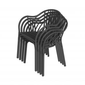 4 Sillones amalfi, apilable, polipropileno antracita - 4 unidades