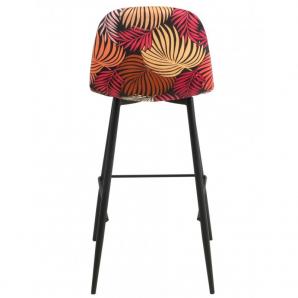 2 Taburetes horus new, metal, tapizado velvet amarillo con trasera floral a juego - 2 unidades