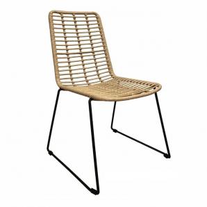 4 Sillas lotak, metal, ratán beige - 4 unidades