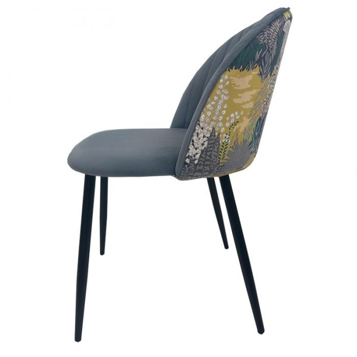 4 Sillas palm grey, metal, tapizado velvet gris con trasera palm - 4 unidades