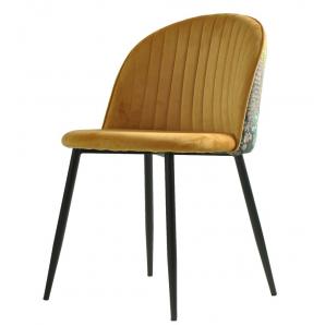 4 Sillas palm yellow, metal, tapizado velvet amarillo con trasera palm - 4 unidades