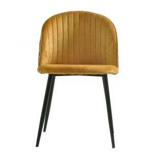 4 Sillas palm yellow, metal, tapizado velvet amarillo con trasera palm - 4 unidades