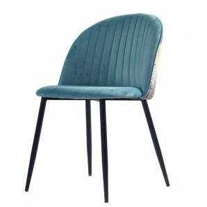 4 Sillas palm sky blue, metal, tapizado velvet azul con trasera palm - 4 unidades