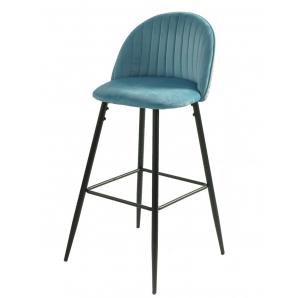 4 Taburetes palm sky blue, metal, tapizado velvet azul con trasera palm - 4 unidades
