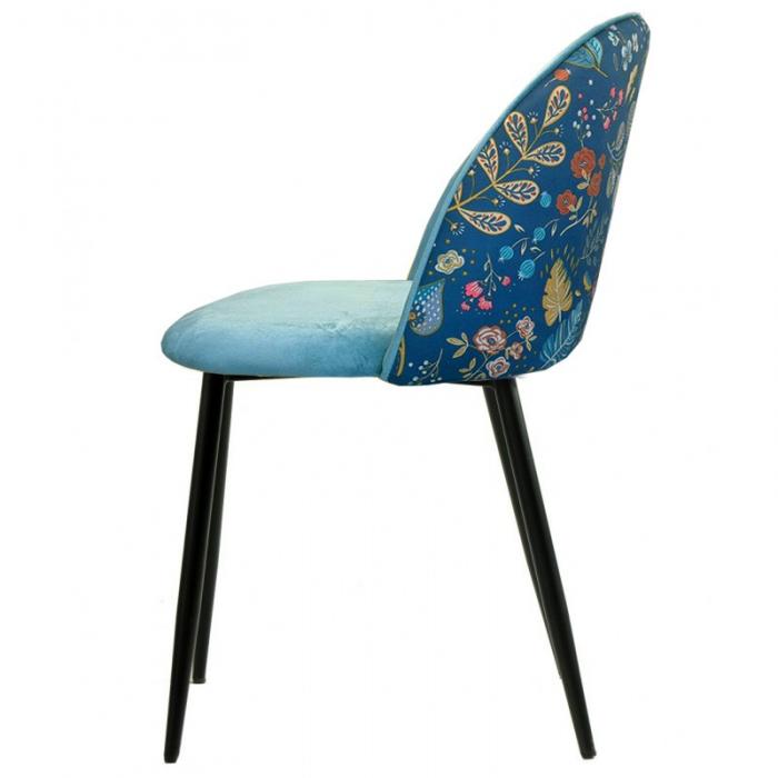 4 Sillas carnaval sky blue, metal, tapizado velvet azul con trasera carnaval - 4 unidades