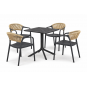 4 Sillones ibiza, apilable, tratamiento anti uv, polipropileno gris oscuro, cuerda natural - 4 unidades