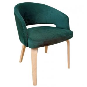 2 Sillones viseu, contrachapado de madera de hevea, natural, velvet verde oscuro - 2 unidades