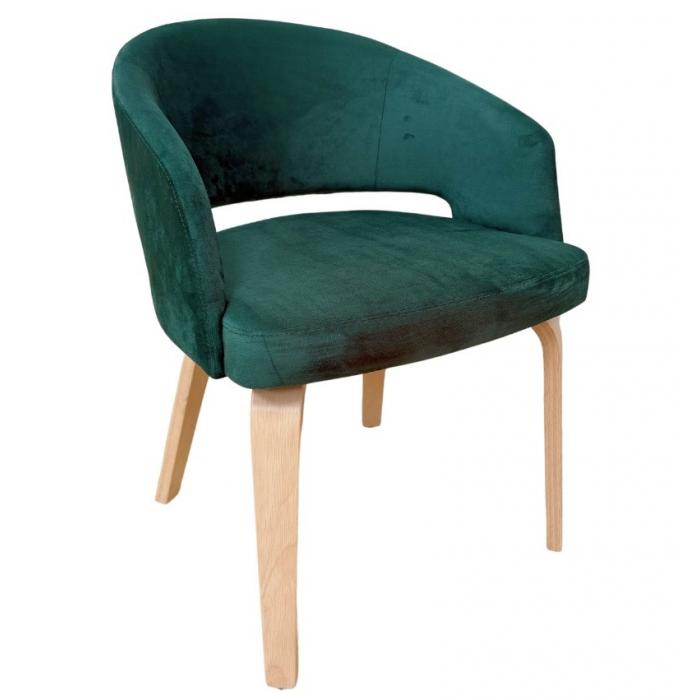 2 Sillones viseu, contrachapado de madera de hevea, natural, velvet verde oscuro - 2 unidades