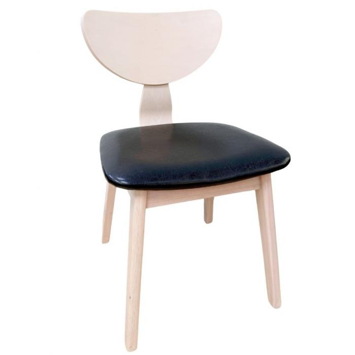 2 Sillas dublin, contrachapado de madera de hevea, natural, similpiel negra - 2 unidades
