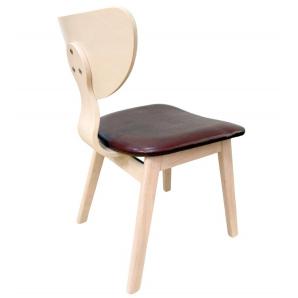 2 Sillas dublin, contrachapado de madera de hevea, natural, similpiel marrón - 2 unidades