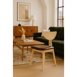 2 Sillas dublin, contrachapado de madera de hevea, natural, similpiel marrón - 2 unidades