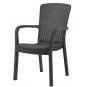 4 Sillones aruba, apilable, polipropileno marrón chocolate - 4 unidades