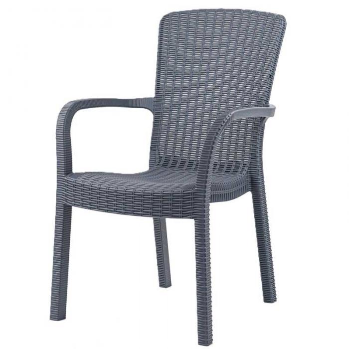 4 Sillones aruba, apilable, polipropileno gris - 4 unidades