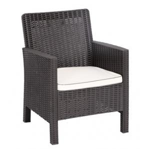 2 Sillones adriatico, polipropileno marrón chocolate, cojín beige - 2 unidades