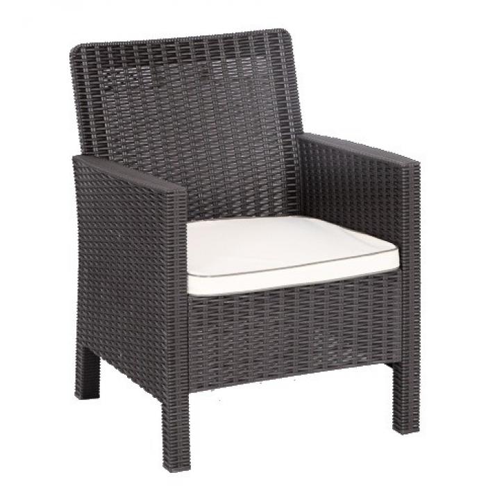 2 Sillones adriatico, polipropileno marrón chocolate, cojín beige - 2 unidades