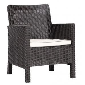 2 Sillones adriatico, polipropileno marrón chocolate, cojín beige - 2 unidades