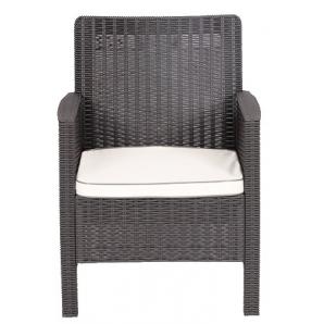 2 Sillones adriatico, polipropileno marrón chocolate, cojín beige - 2 unidades