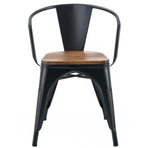 5 Sillones tol ek wood, acero, negro, asiento madera - 5 unidades