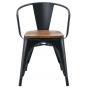 5 Sillones tol ek wood, acero, negro, asiento madera - 5 unidades