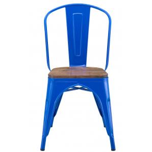 5 Sillas tol ek wood, acero, azul, asiento madera - 5 unidades