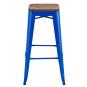 5 Taburetes tol ek wood, acero, azul, asiento madera - 5 unidades