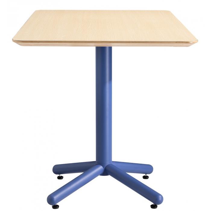 Mesa colmar, azul, tapa de contrachapado revestido con hpl, color natural, 70 x 70 cms