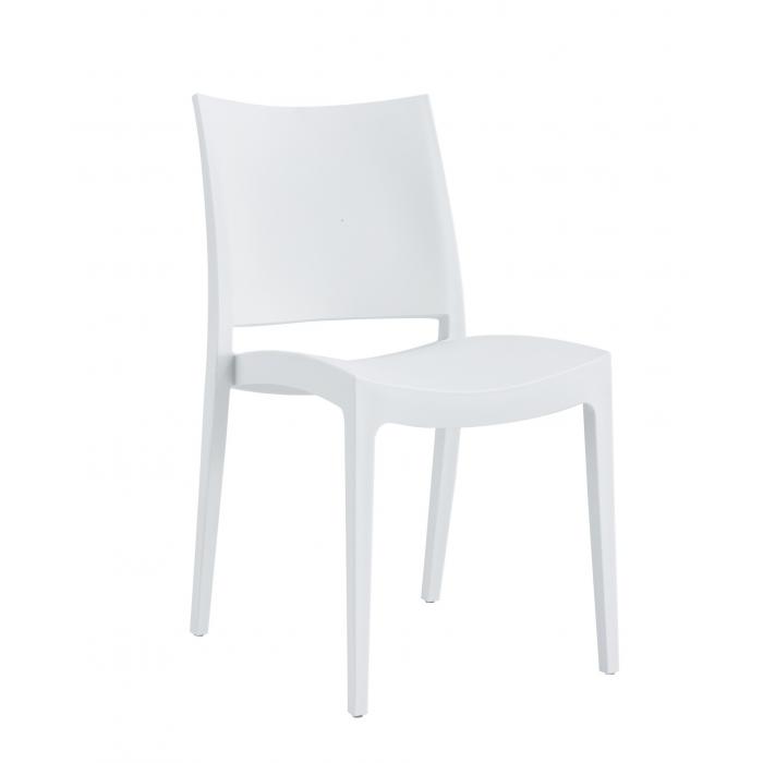 4 Sillas capri, apilable, tratamiento anti uv, polipropileno blanco - 4 unidades