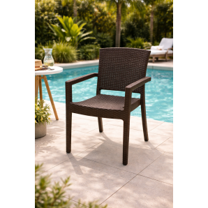 4 Sillones larry, apilable, polipropileno marrón chocolate - 4 unidades