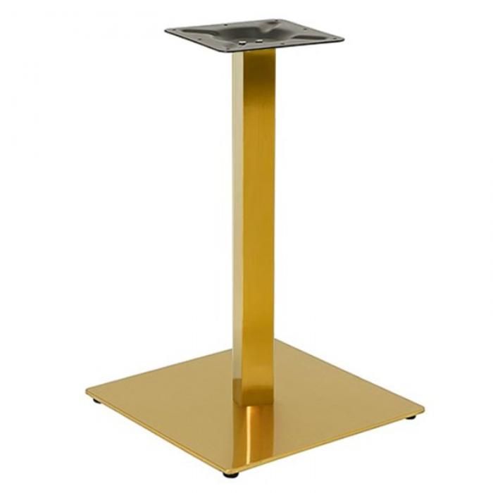 2 Bases de mesa trocadero 72do, acero inoxidable, dorada, base de acero de 8 mm. 45 x 45 cms, altura 72 cms - 2 unidades