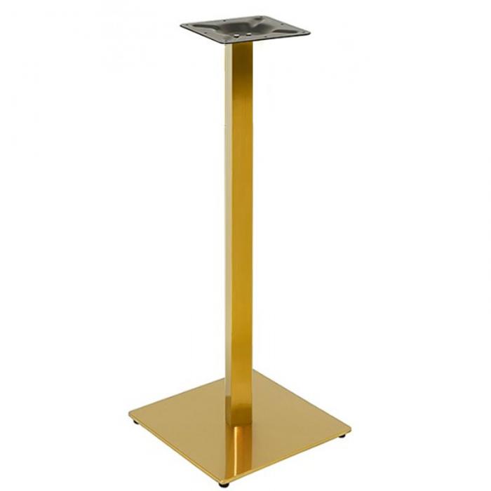 2 Bases de mesa trocadero 110do, alta, acero inox, dorada, base acero de 8 mm. 45 x 45 cms, altura 110 cms - 2 unidades